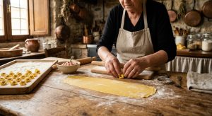 Italian tortellini-making scene