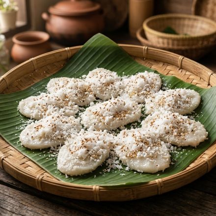 Filipino palitaw rice cake