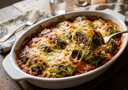 Cheesy Ground Beef Stuffed Cabbage