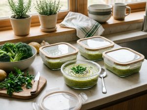 Homemade creamy broccoli soup